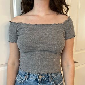 Brandy Melville Grey Ribbed Top